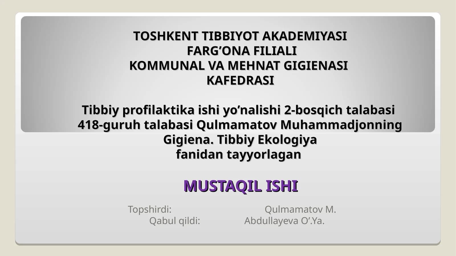 Tashkent Tibbiyot Akademiya Filiali