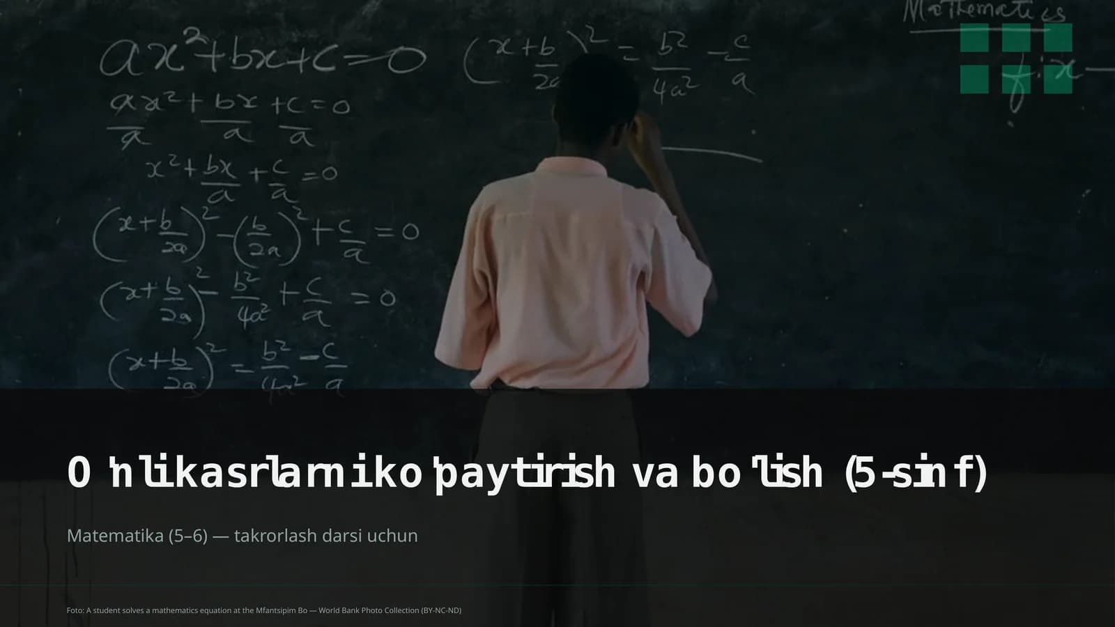 O'nli kasrlarni ko'paytirish va bo'lish (5-sinf)