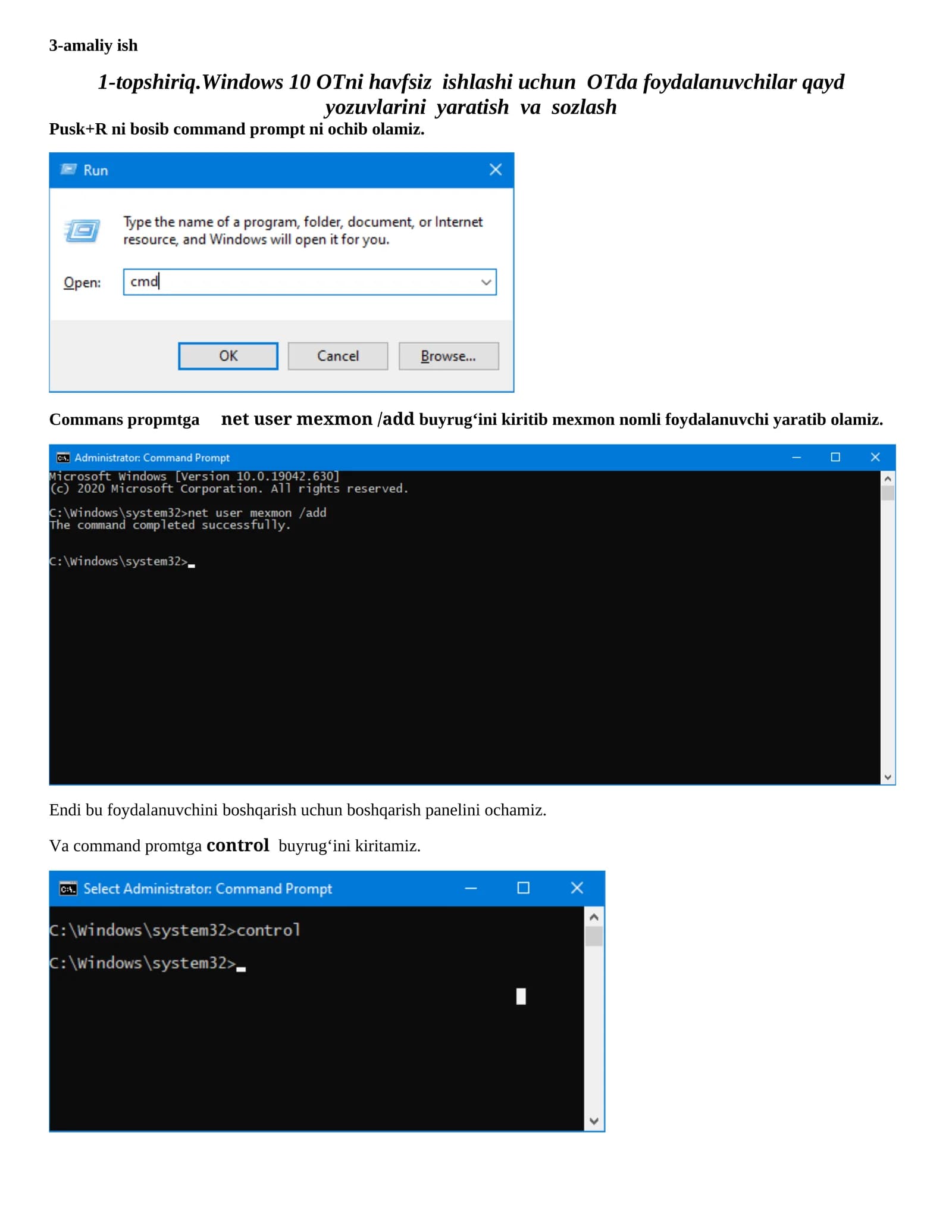 Windows 10 OT sozlanmalar