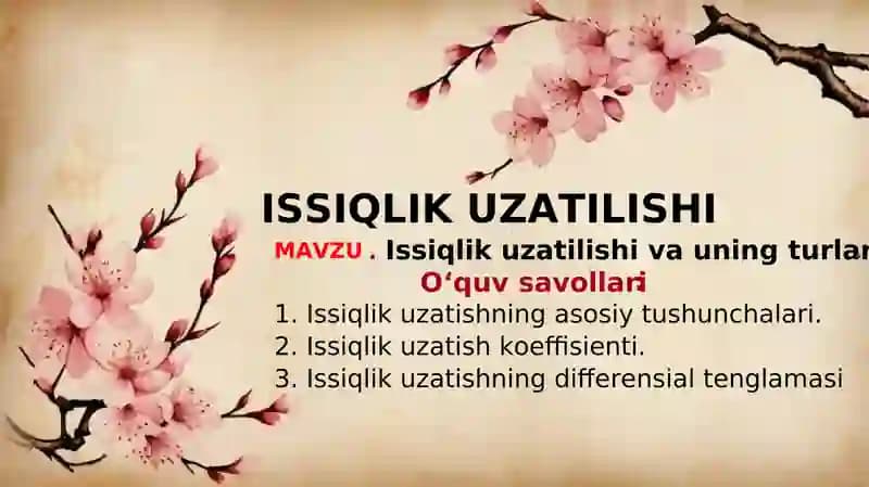 Issiqlik uzatilishi slayd