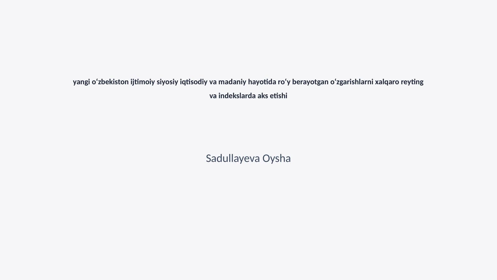 O'zbekiston Ijtimoiy Siyosiy va Iqtisodiy O'zgarishlar