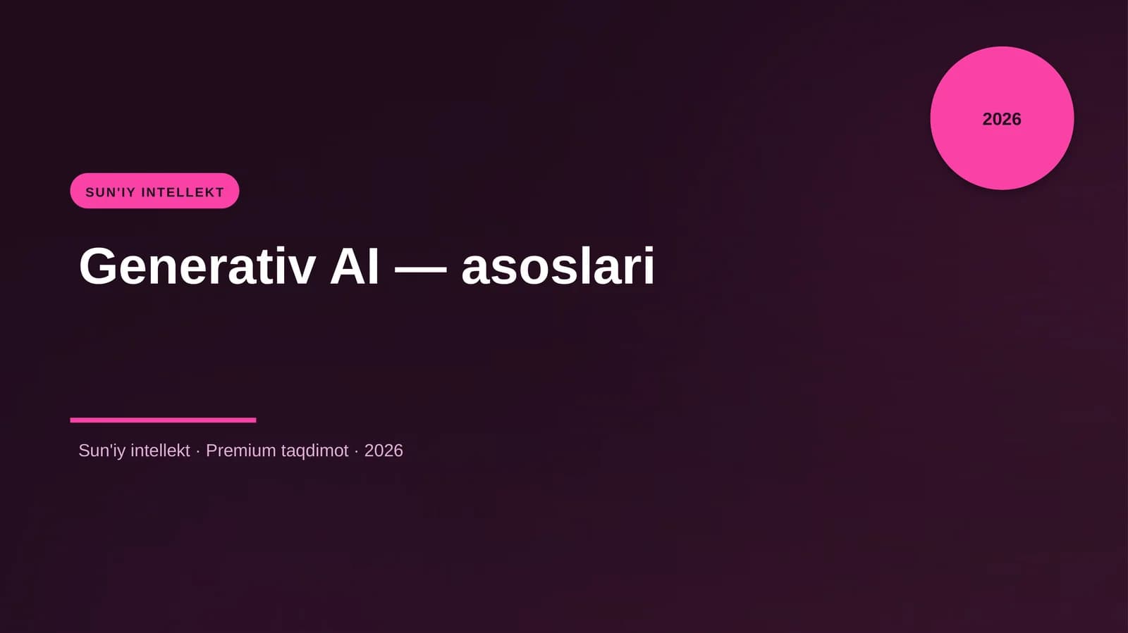 Generativ AI — asoslari