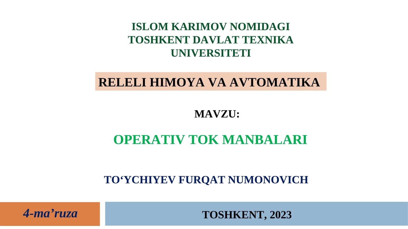 OPERATIV TOK MANBALARI