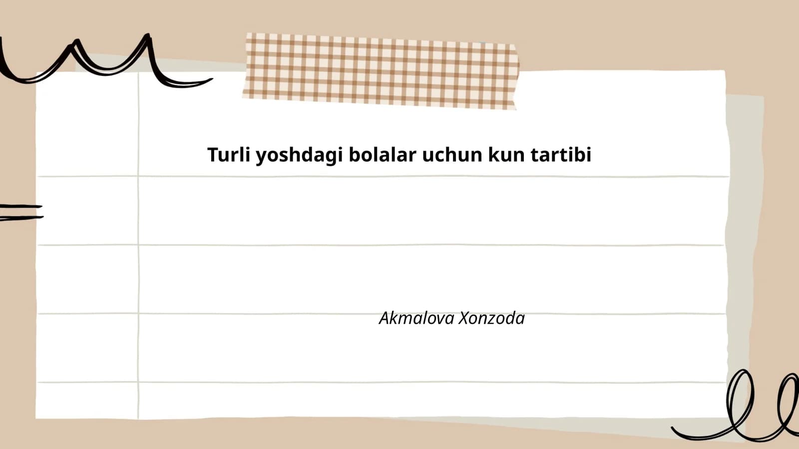 Turli yoshdagi bolalar uchun kun tartibi