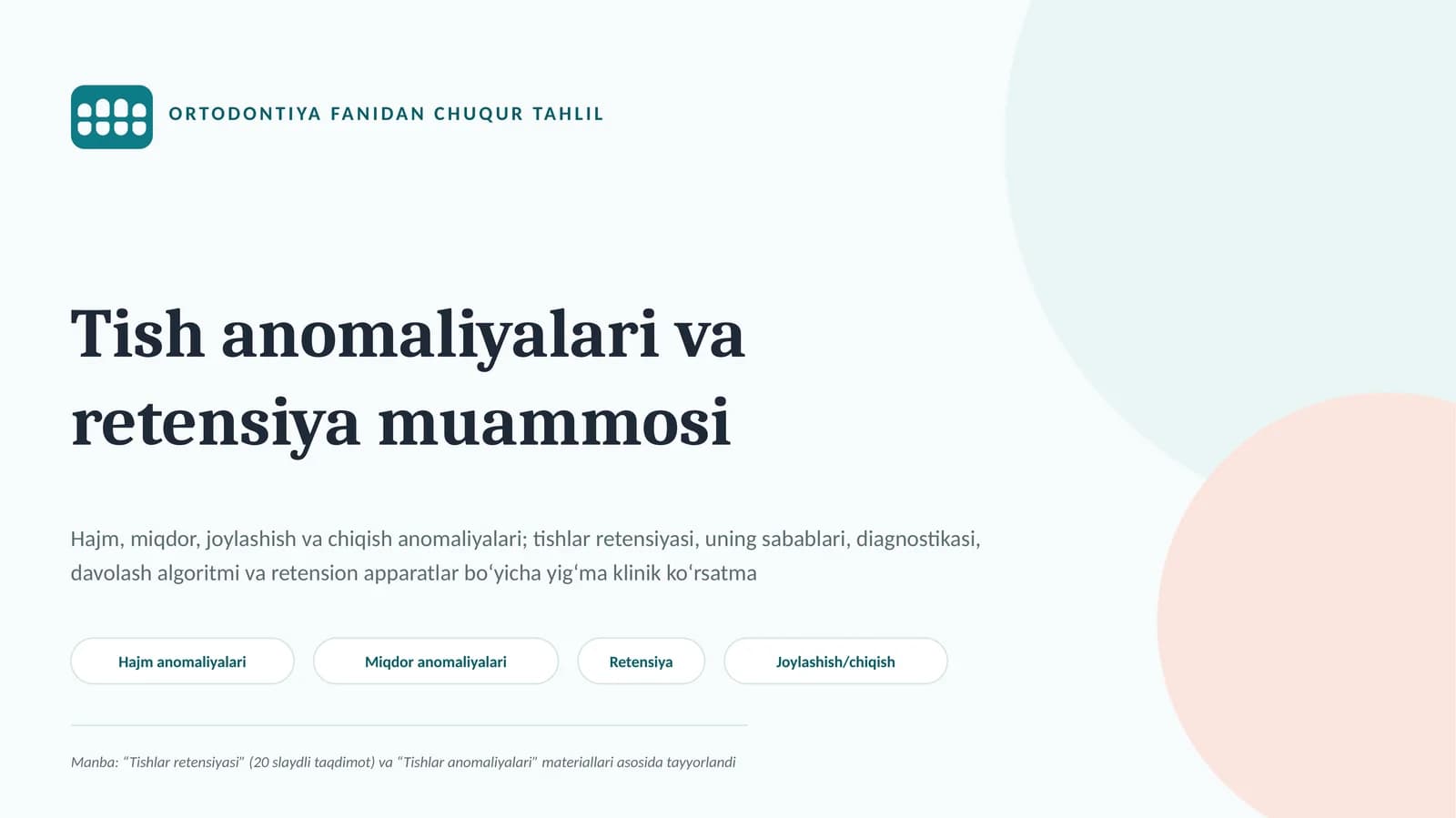 ORTODONTIYA FANIDAN CHUQUR TAHLIL