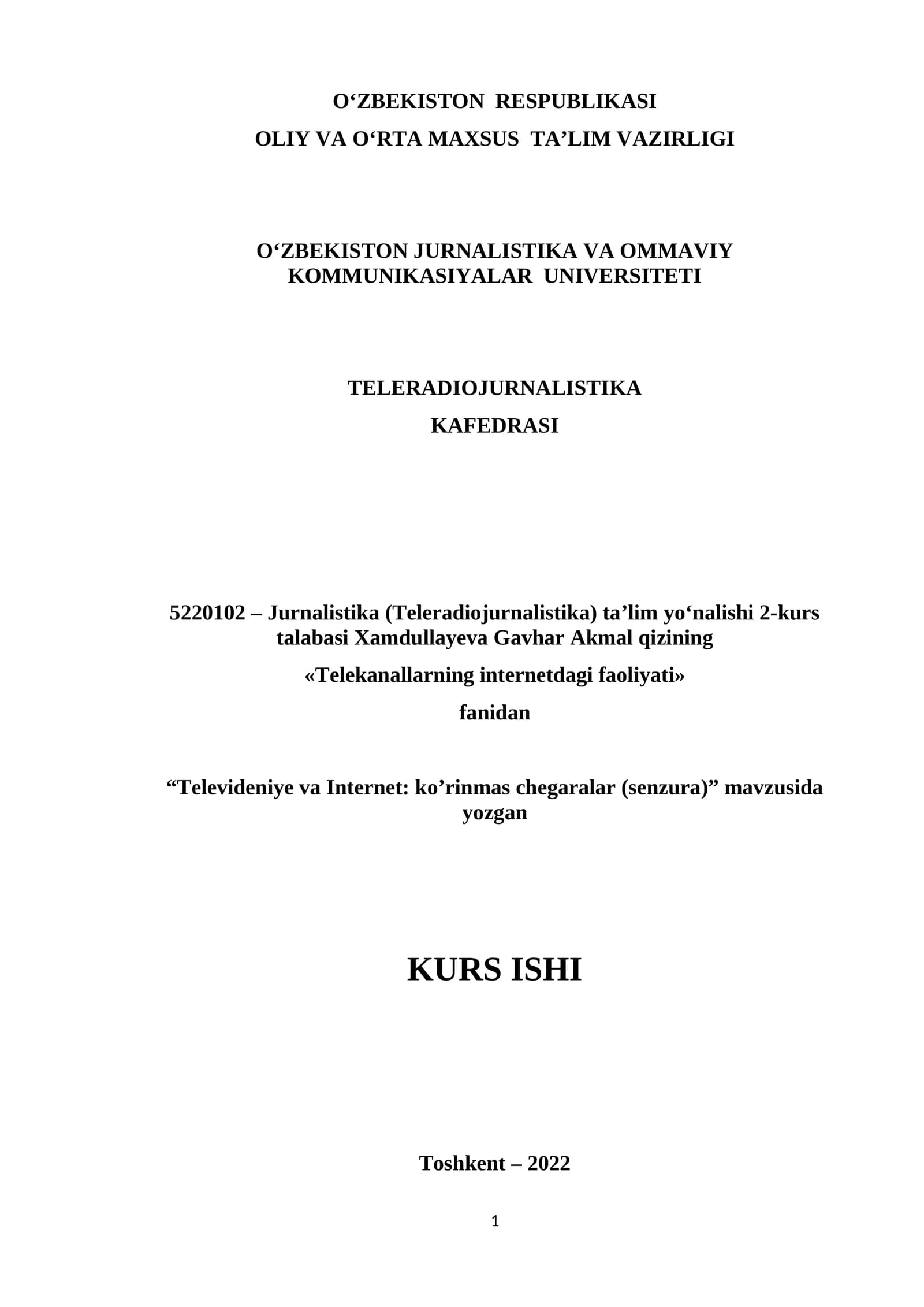Telekanallarning internetdagi faoliyati