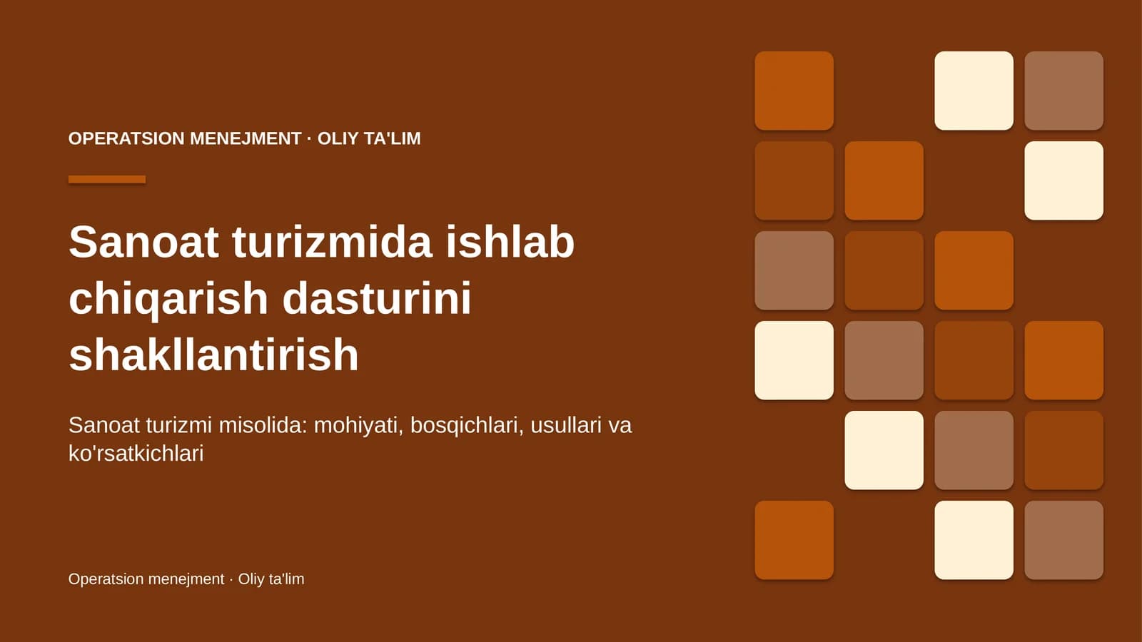 sanoat turizmida ishlab chiqarish dasturini shakllantirish 8920