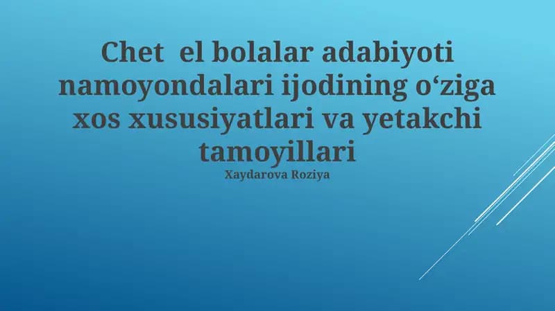 Bolalar adabiyotida psixologik jihatlar