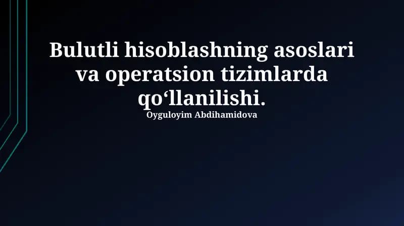 Bulutli Operatsion Tizimlar