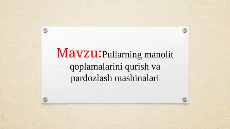 Pullarning manolit qoplamalarini qurish va pardozlash mashinalari
