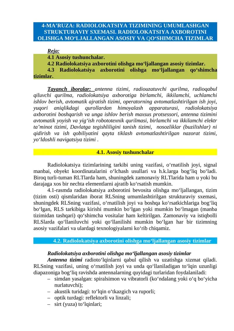 Radiolokatsiya Tizimi