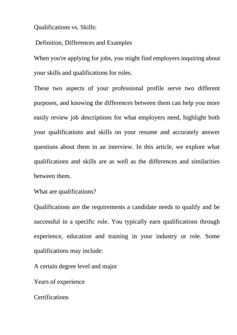 Qualifications vs. Skills