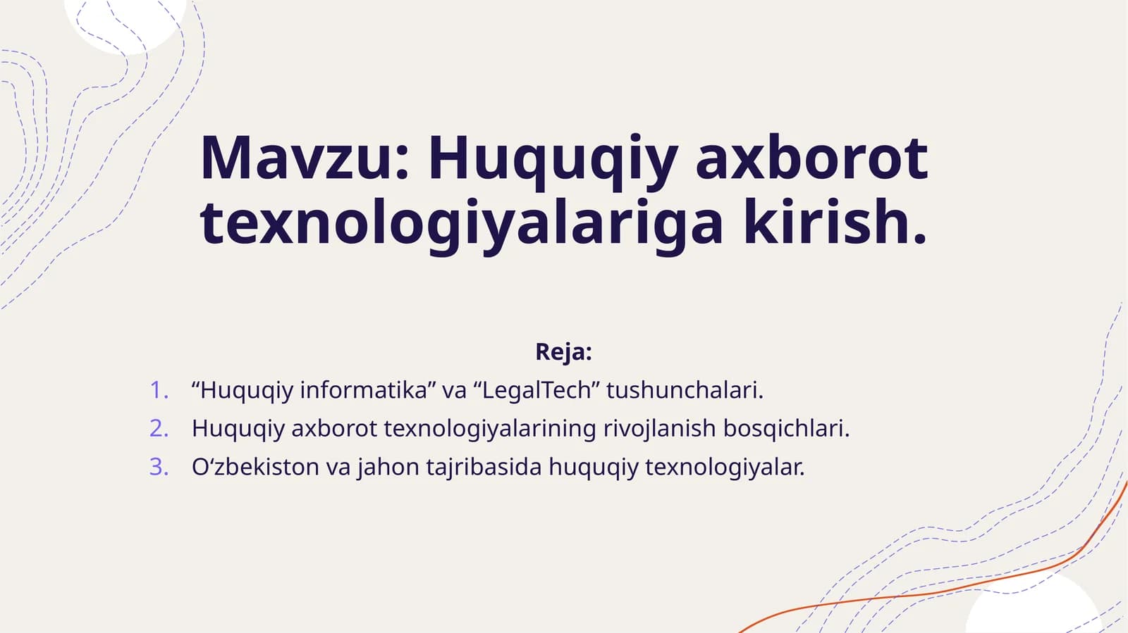 Huquqiy axborot texnologiyalariga kirish