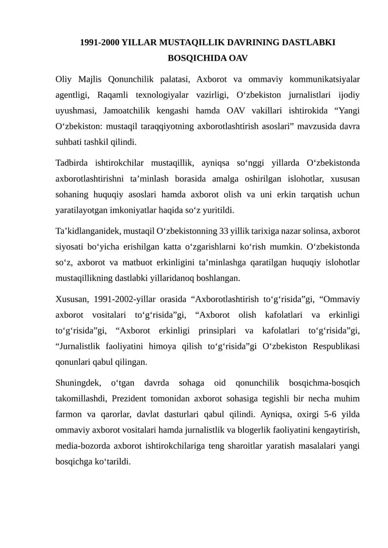 Mustaqilik Davri