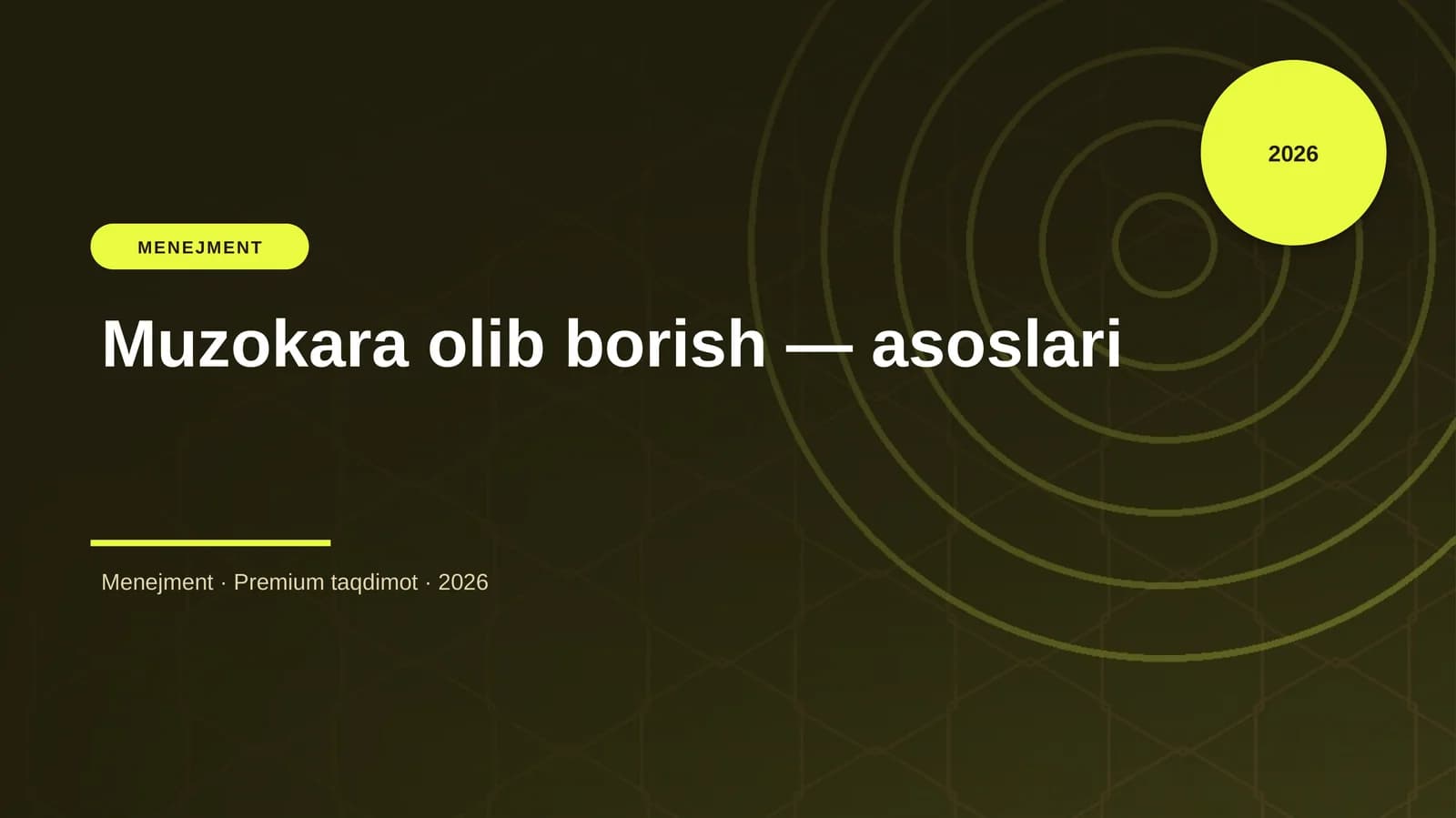 Muzokara olib borish — asoslari