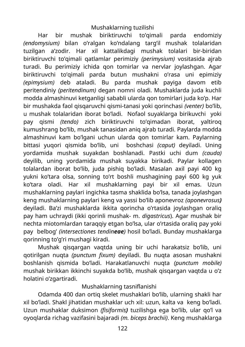 Mushaklarning tuzilishi