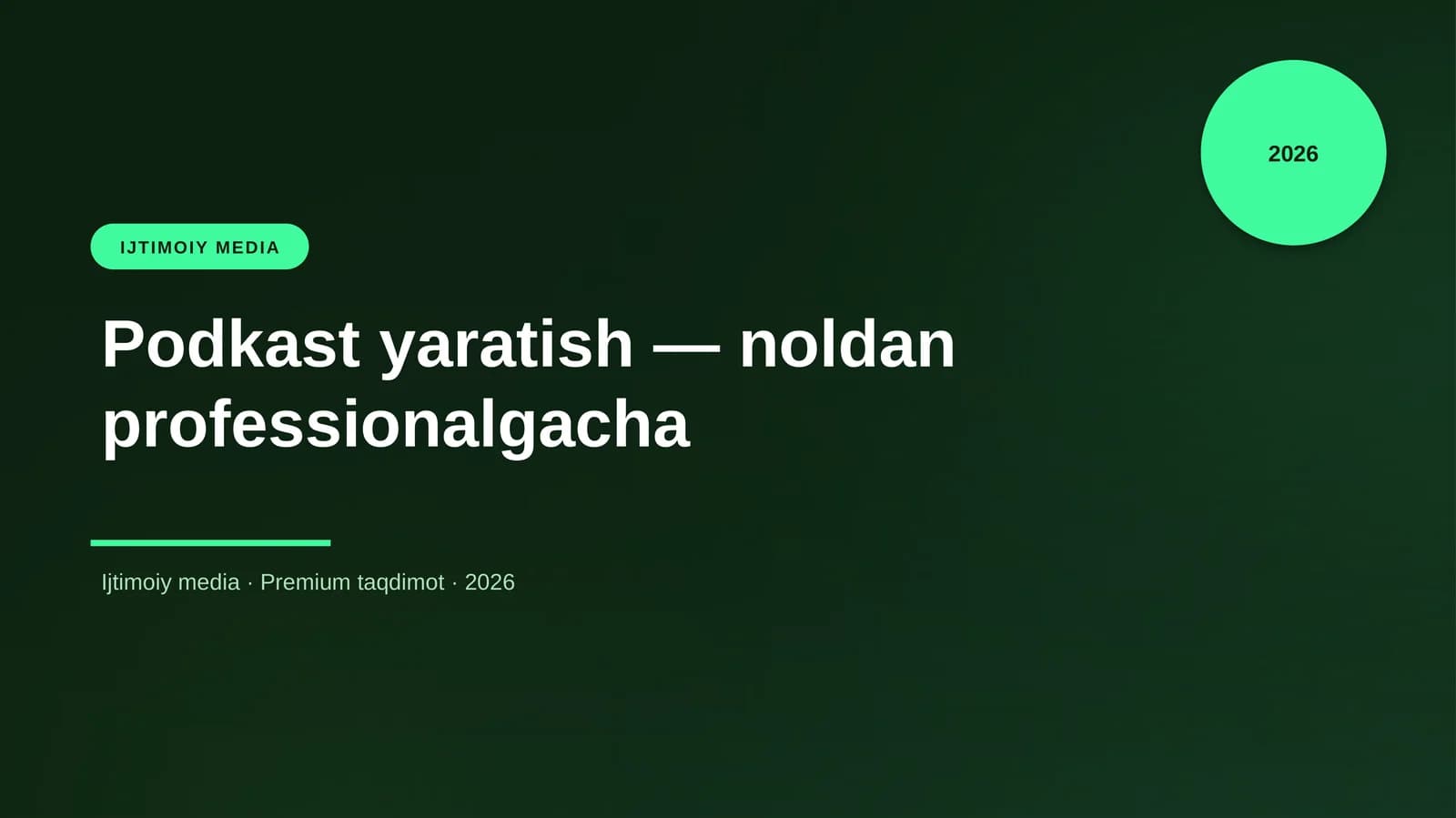 Podkast yaratish — noldan professionalgacha