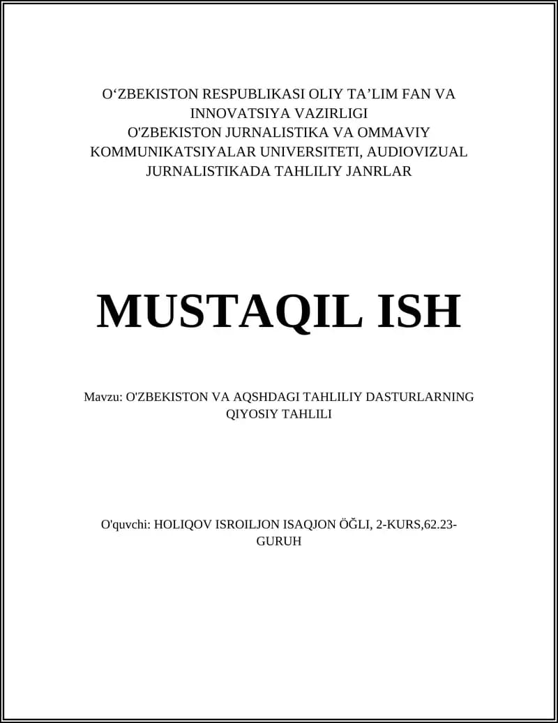 AUDIOVIZUAL JURNALISTIKADA TAHLILI JANRLAR