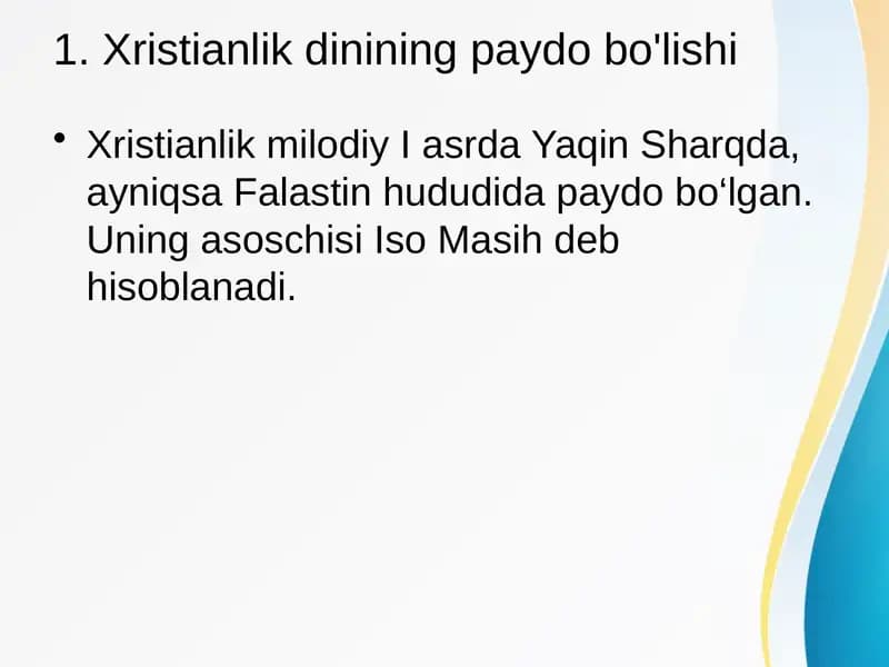 Xristianlik dinining paydo bo'lishi