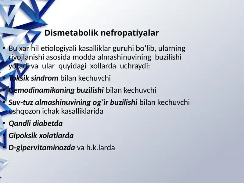 Dismetabolik nefropatiyalar