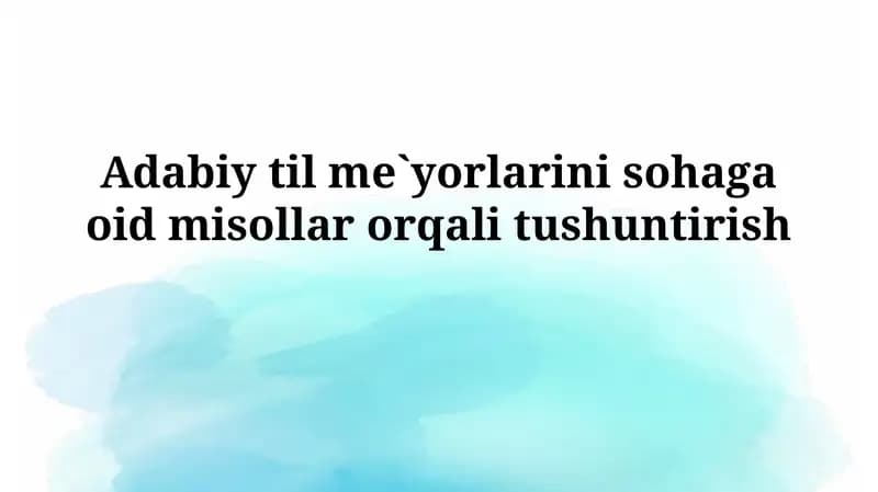 Sohaga oid Adabiy Til Me`yorlarini Tushuntirish