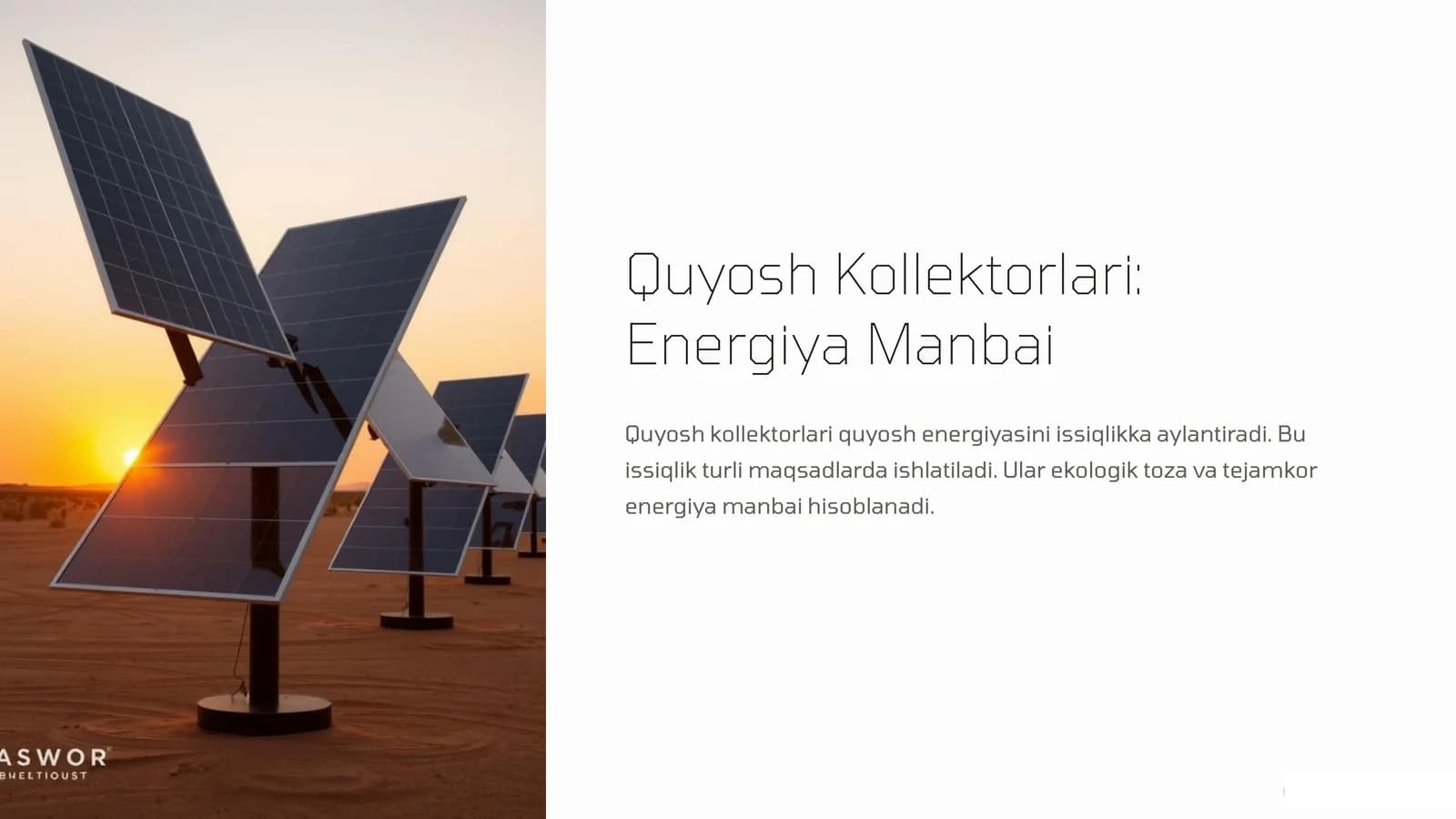 Quyosh Kollektorlari Energiya Manbai