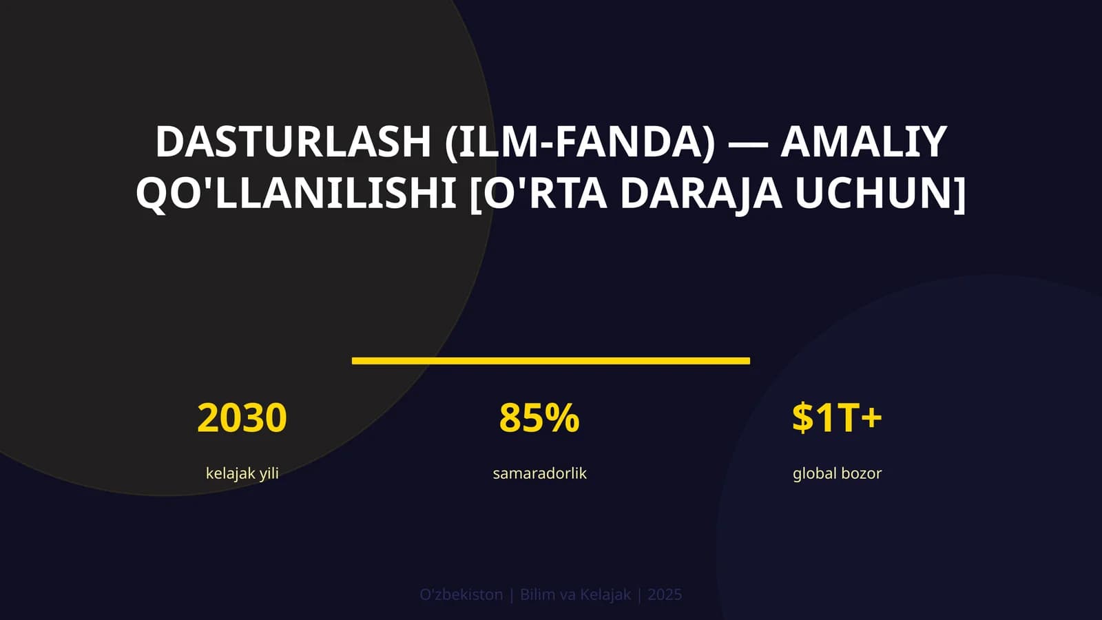 Dasturlash (ilm-fanda) — amaliy qo'llanilishi [o'rta daraja uchun]