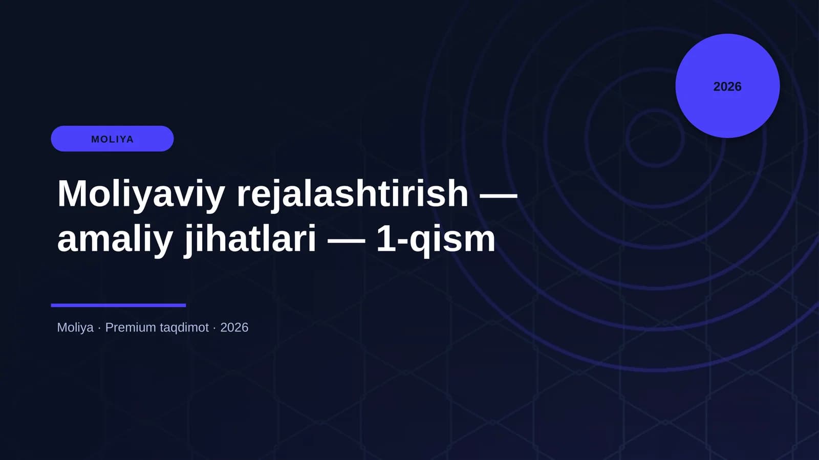 Moliyaviy rejalashtirish — amaliy jihatlari — 1-qism