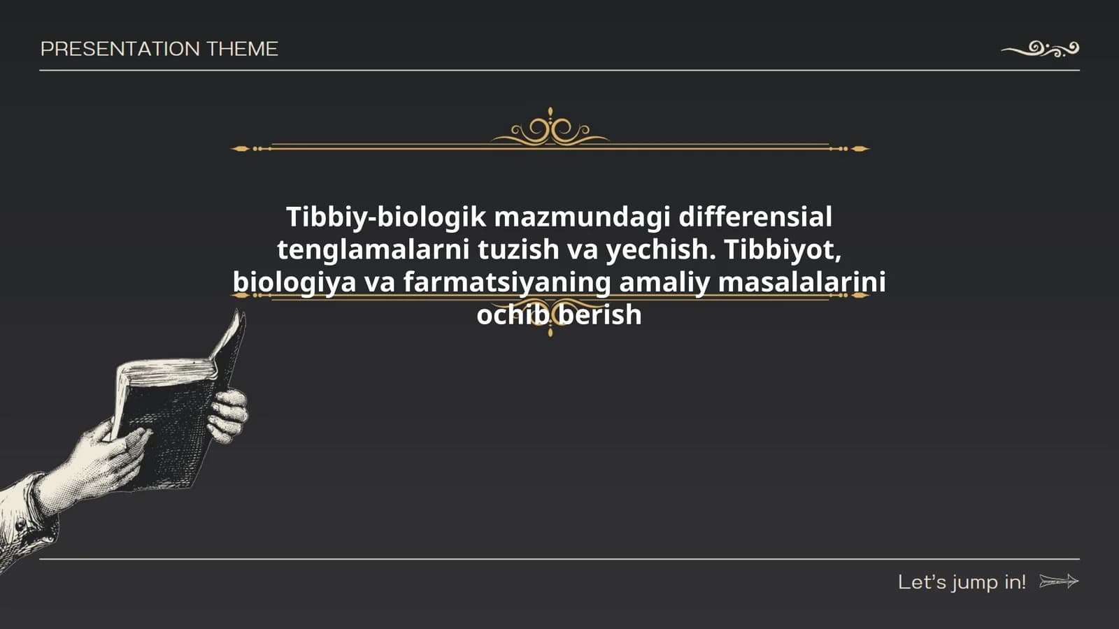 Tibbiy-biologik mazmundagi differensial tenglamalarni tuzish va yechish
