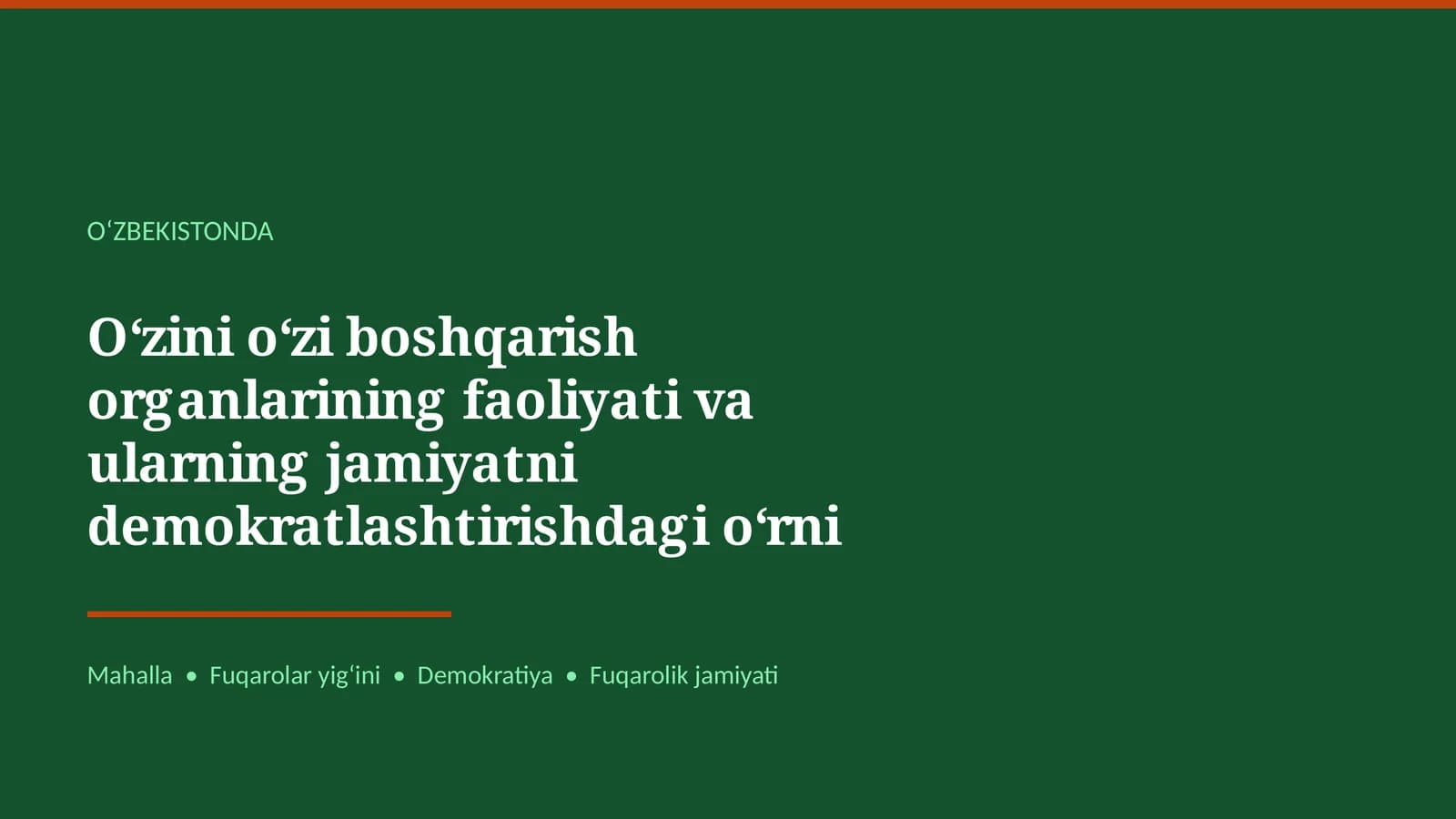 Oʻzini oʻzi boshqarish organlari va demokratiya