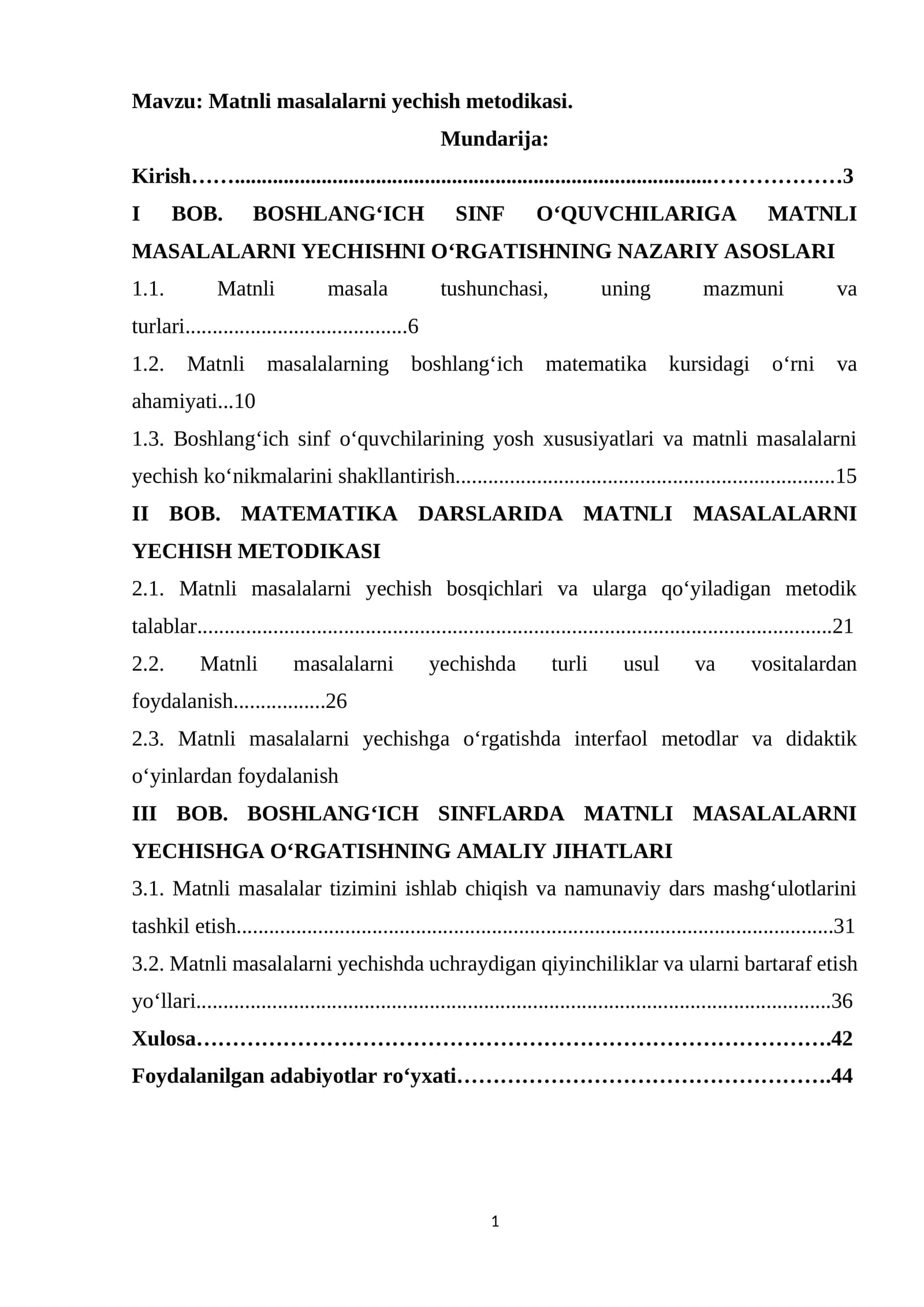 Matnli masalalarni yechish metodikasi