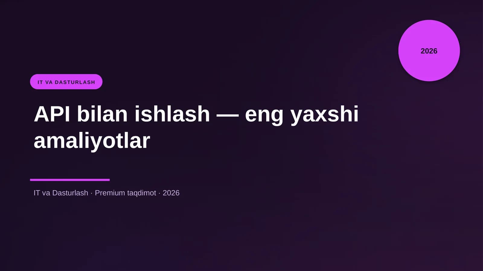 API bilan ishlash — eng yaxshi amaliyotlar