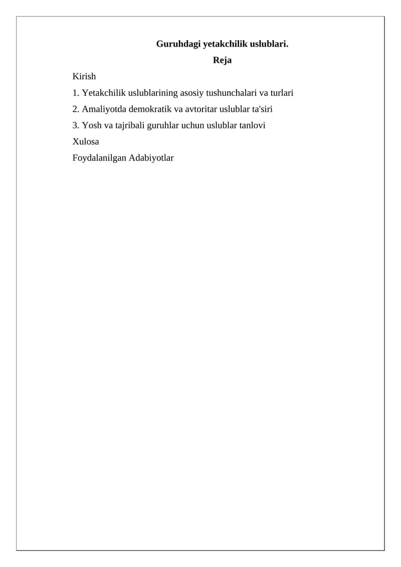 Guruhdagi yetakchilik uslublari