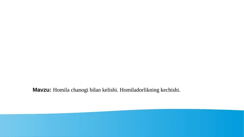 Homila chanogi bilan kelishi