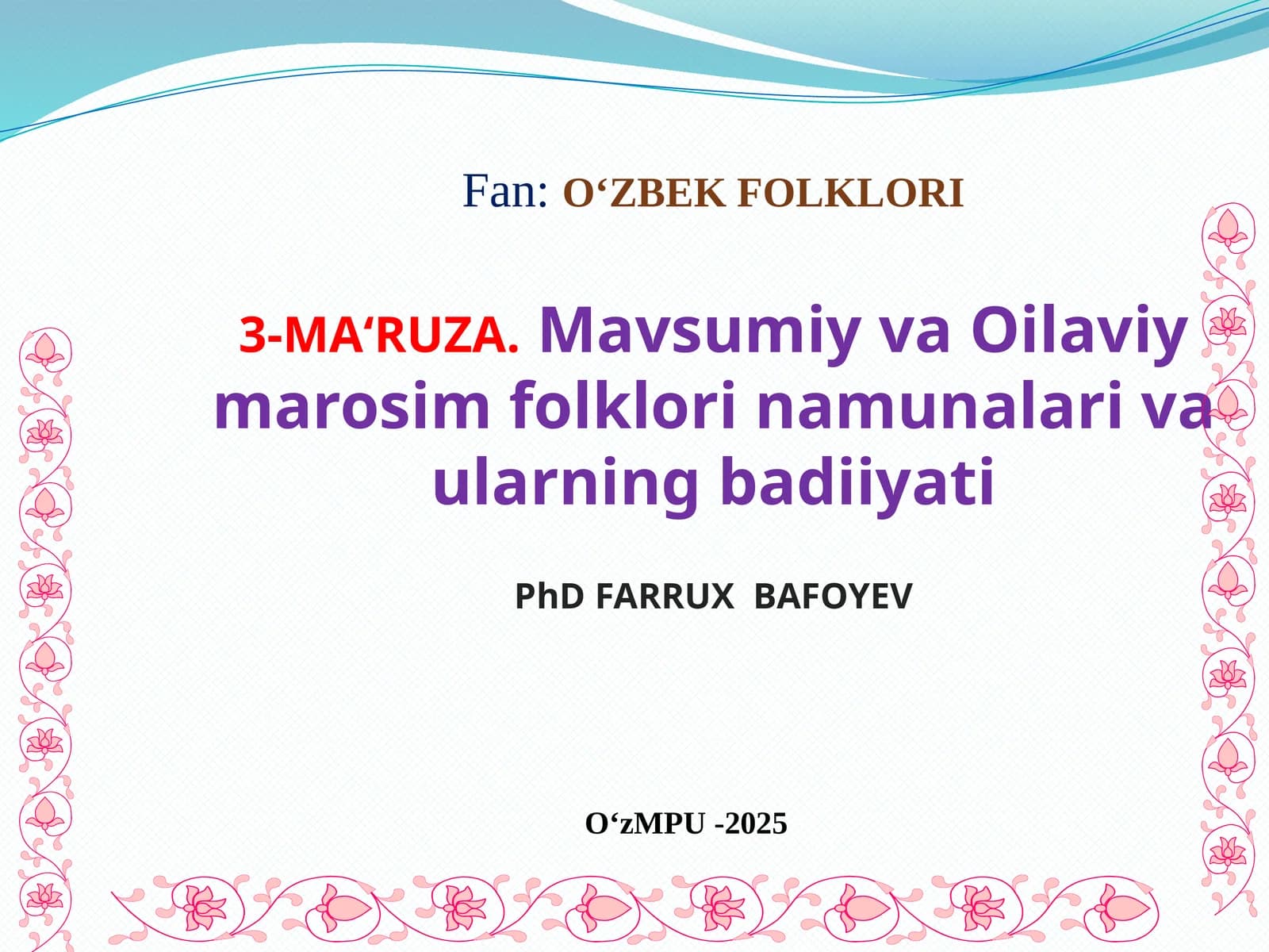 O‘ZBEK FOLKLORI