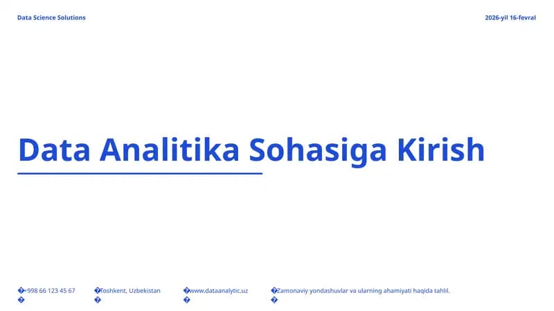 Data Analitika Sohasiga Kirish