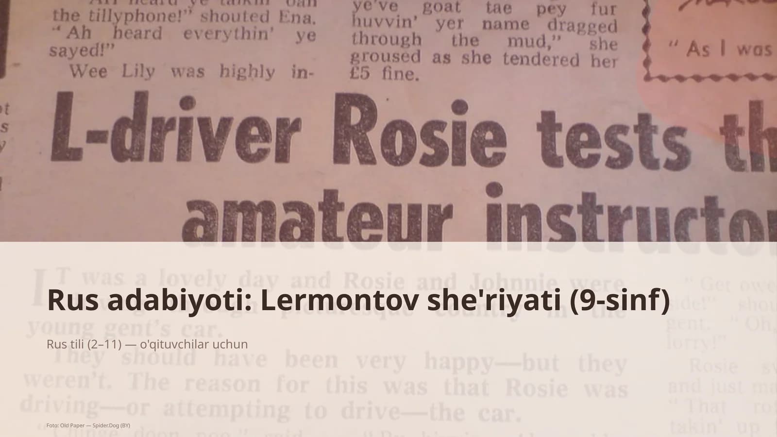 Rus adabiyoti: Lermontov she'riyati (9-sinf)