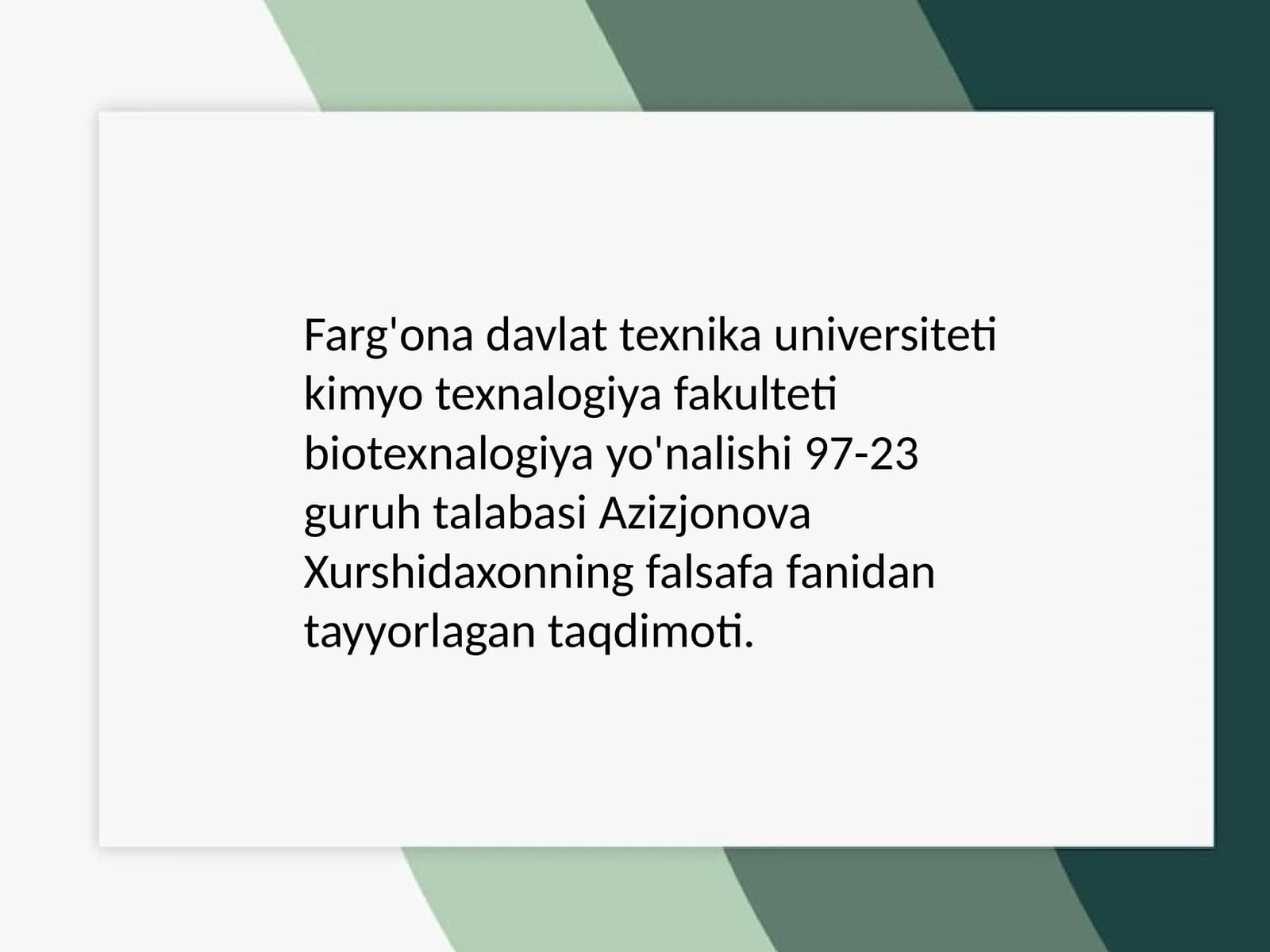 Falsafa fanidan ta'lim
