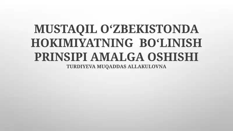 Hokimiyatning boʻlinishi tamoyili