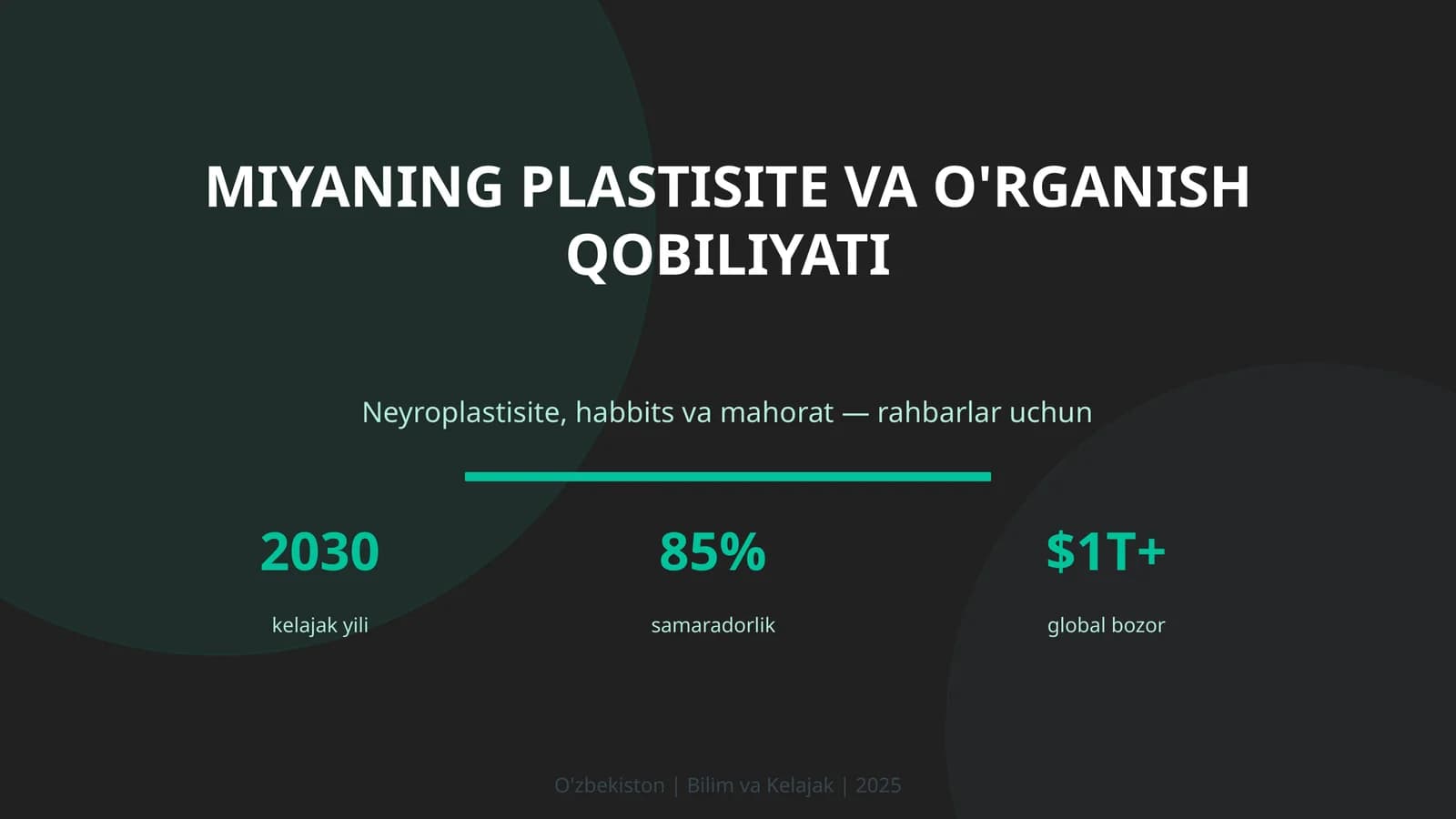 KIRISH: Miyaning plastisite va o'rganish qobiliyati
