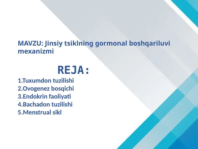 Jinsiytsiklninggormonalboshqariluvimexanizmi