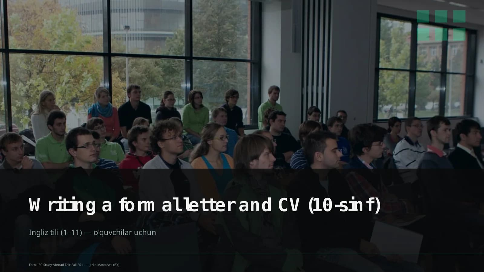 Tags (comma-separated): formal letter, CV, English language