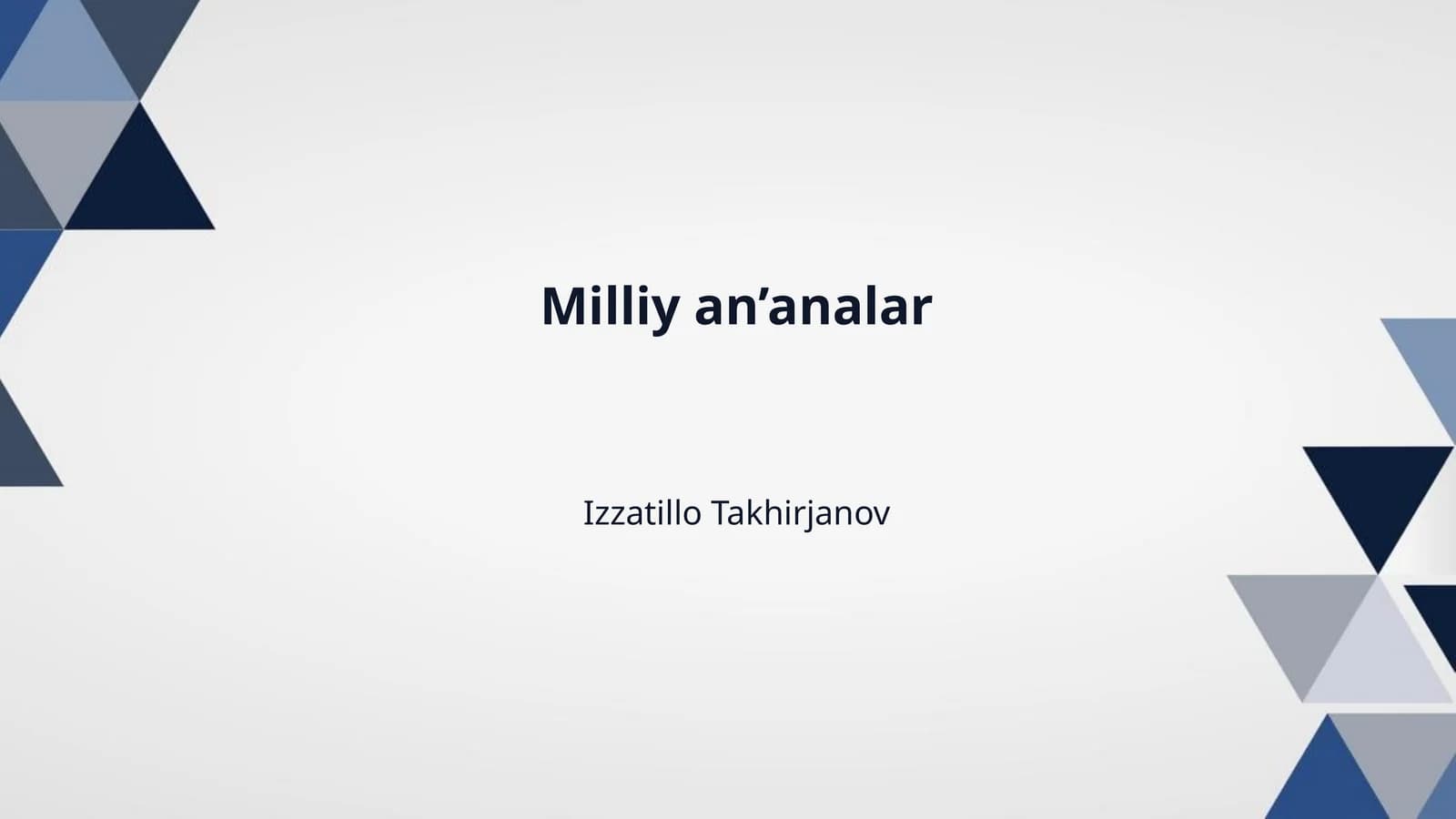Milliy an’analar