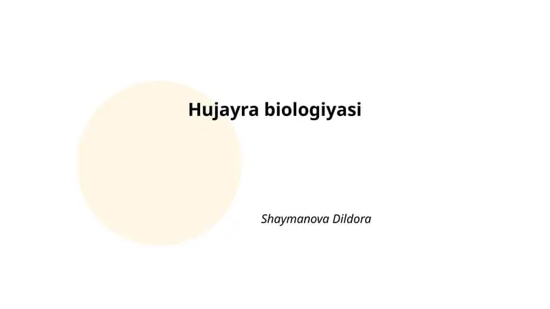 Hujayra biologiyasi