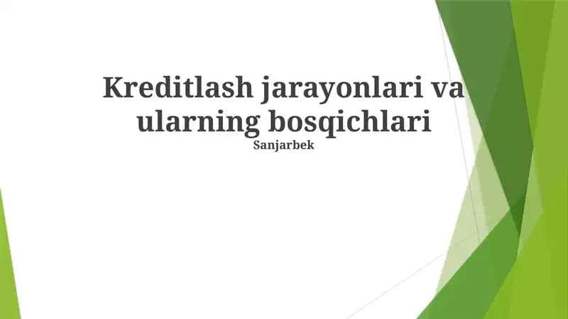 Kreditlash jarayonlari va ularning bosqichlari
