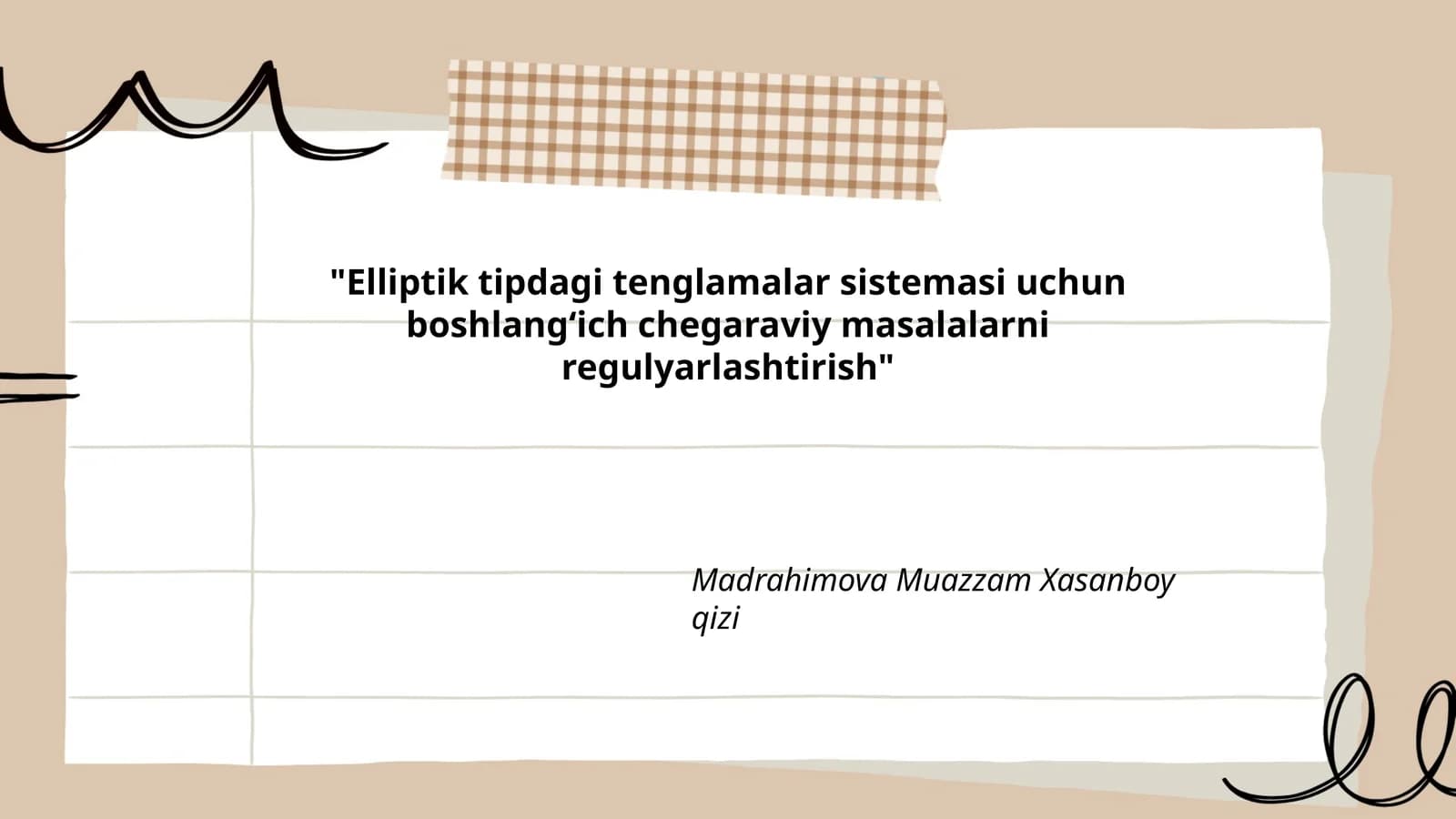 Elliptik tipdagi tenglamalar sistemasi uchun boshlangʻich chegaraviy masalalarni regulyarlashtirish