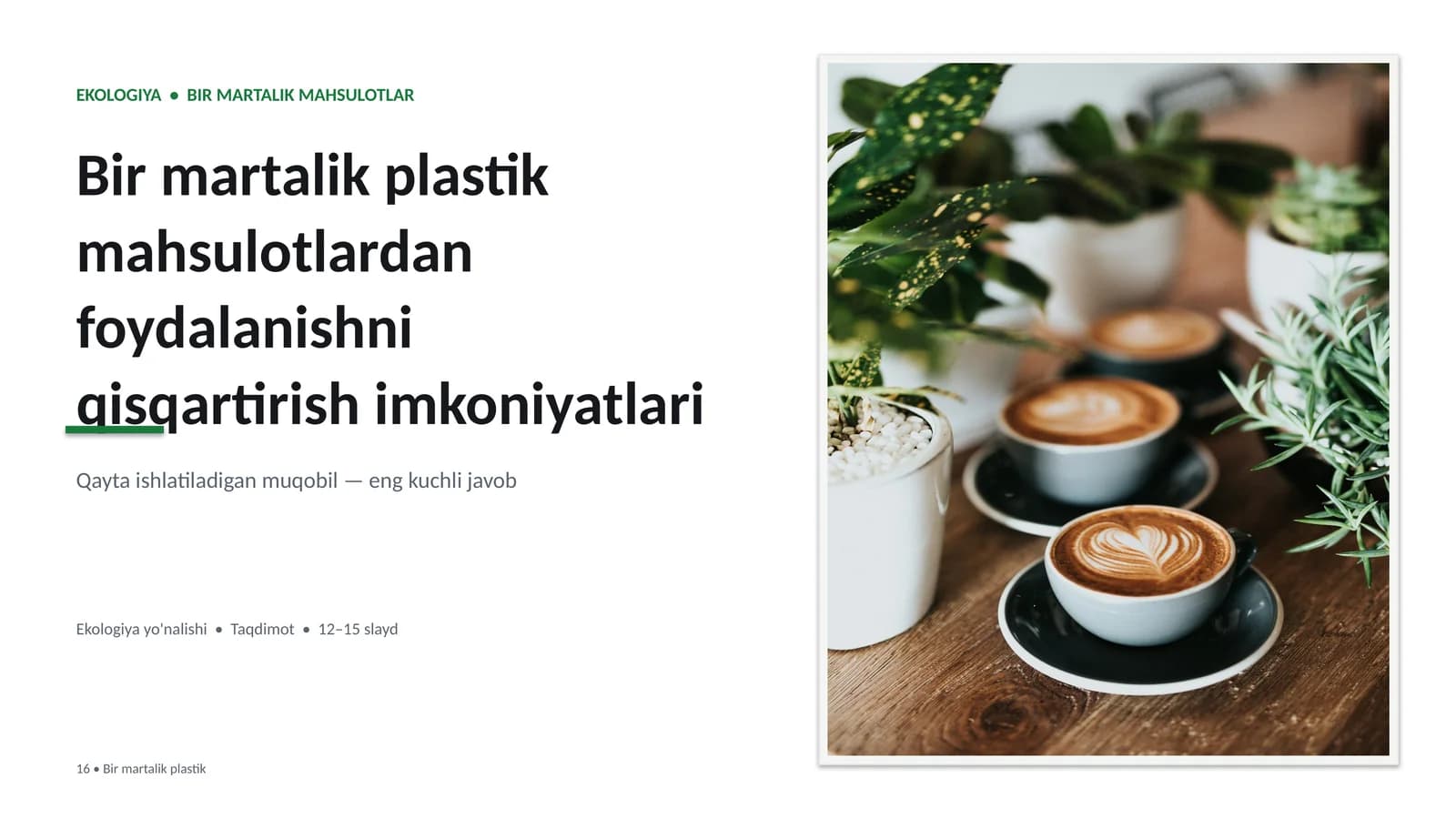 Bir martalik plastikmahsulotlardan foydalanishniqisqartirish imkoniyatlari