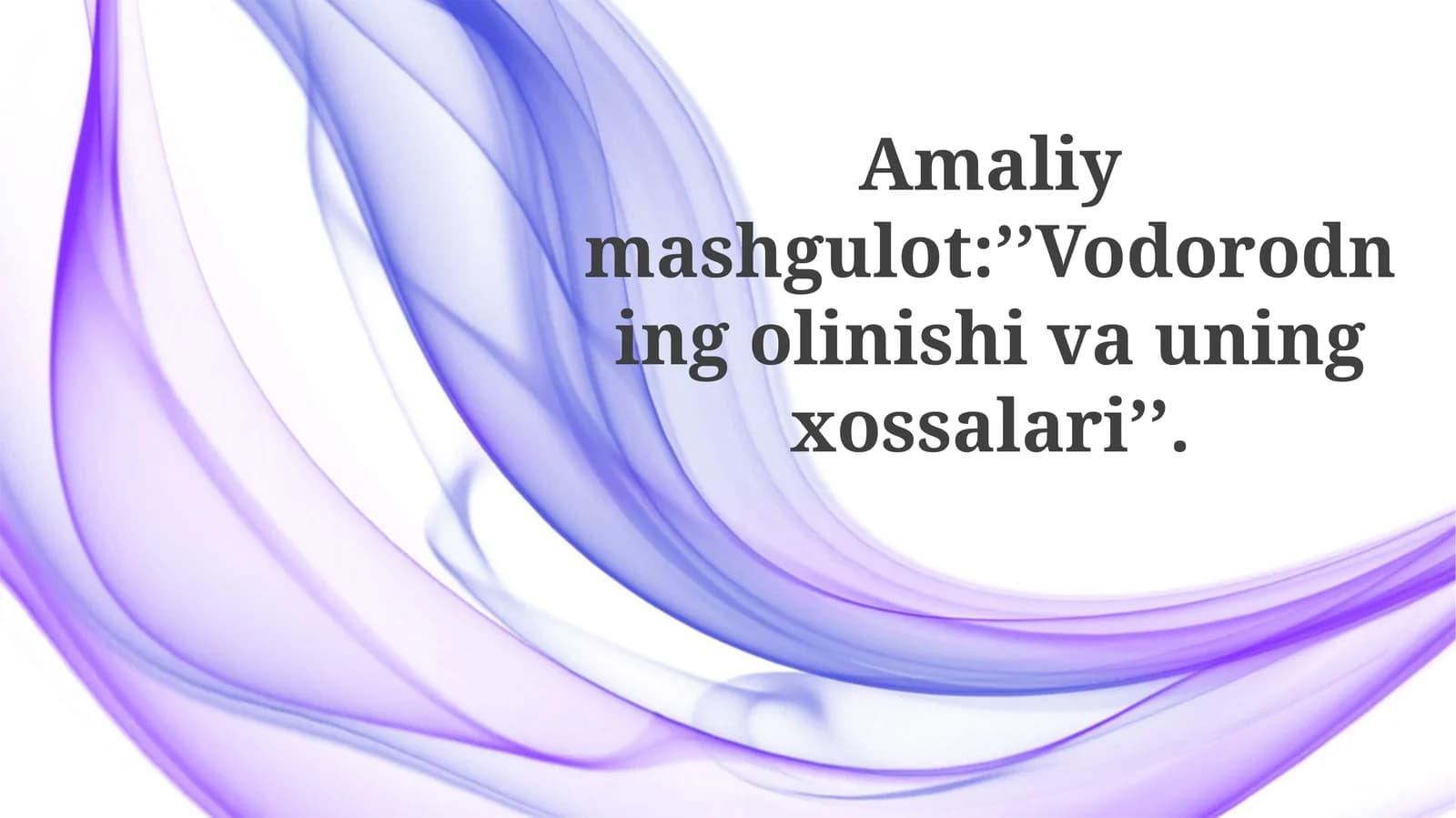Vodorodning olish usullari