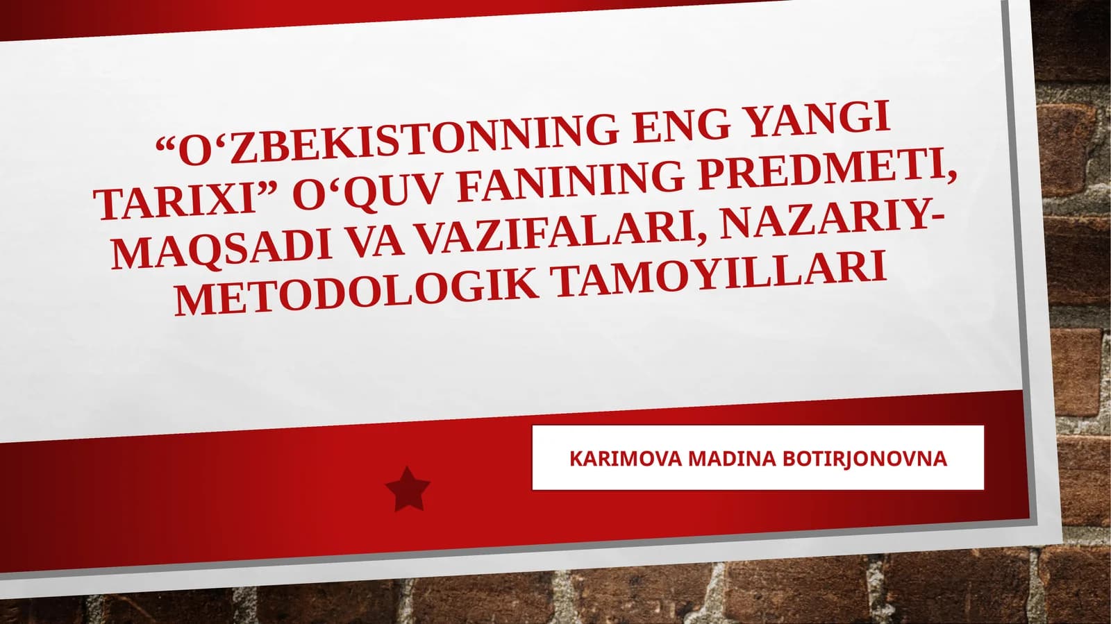 O‘zbekistonning Eng Yangi Tarixi