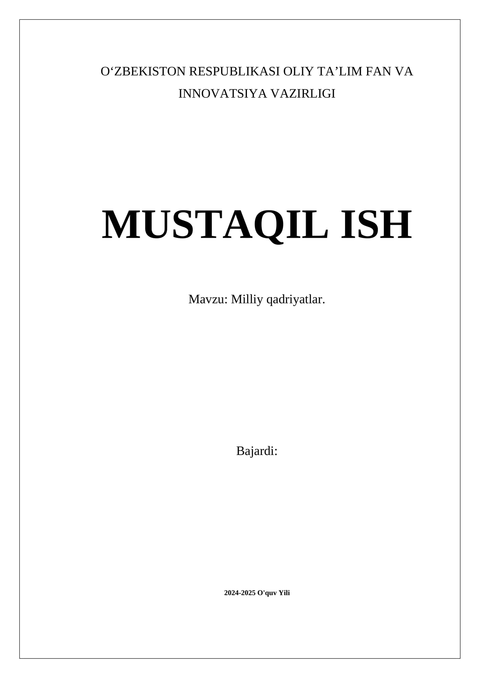 Milliy qadriyatlar